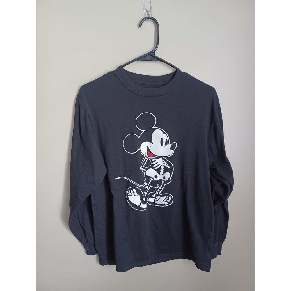 Women's Size L Disney Mickey Mouse Skeleton Halloween Long Sleeve Shirt